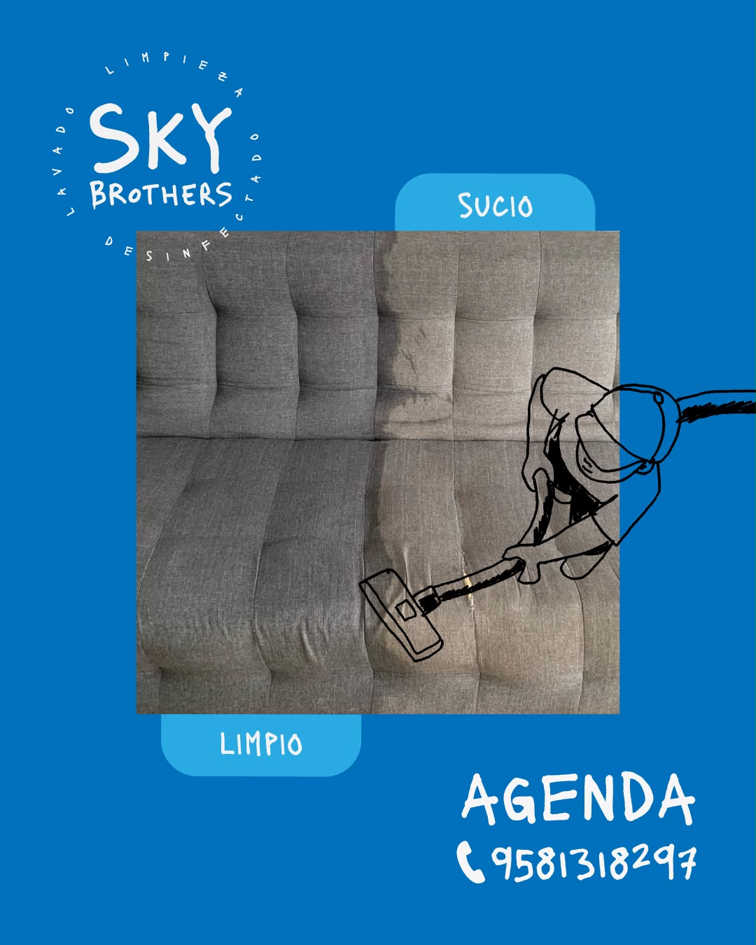 Sofá Gris · Sucio vs Limpio